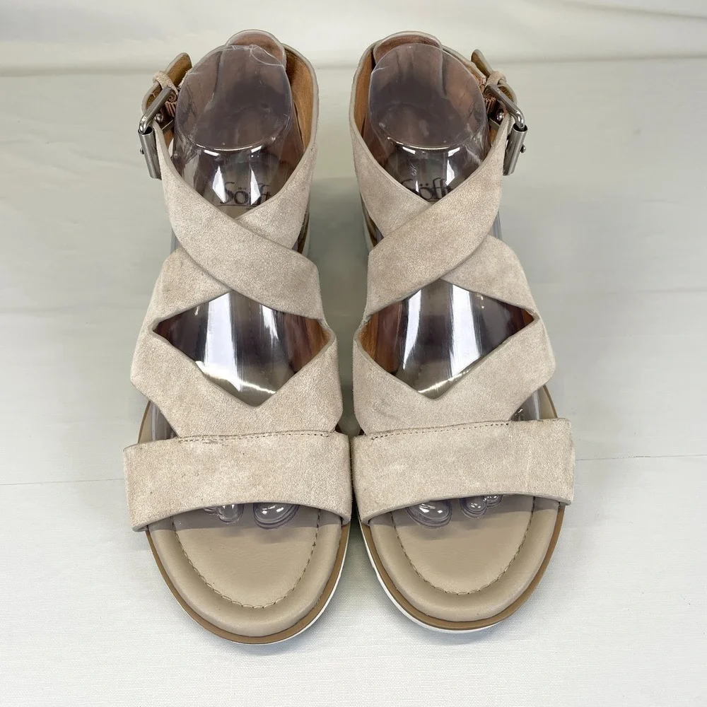 Sofft Mirabelle Sandals Womens Size 9 M Taupe Suede Buckle Comfort Strappy Shoes